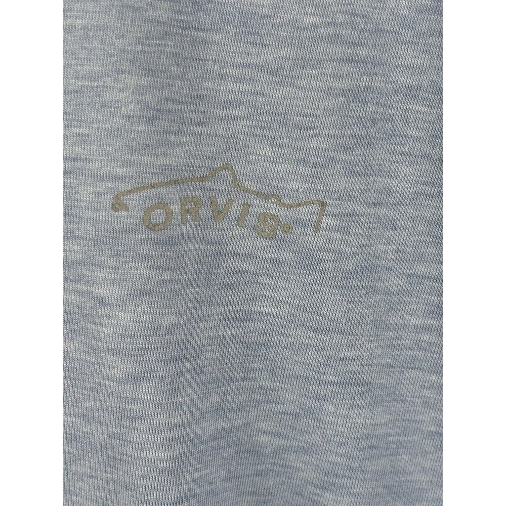 Orvis Sweater Men XL blue Gray 1/4 Quarter Zip Pockets Trout Bum Sweatshirt